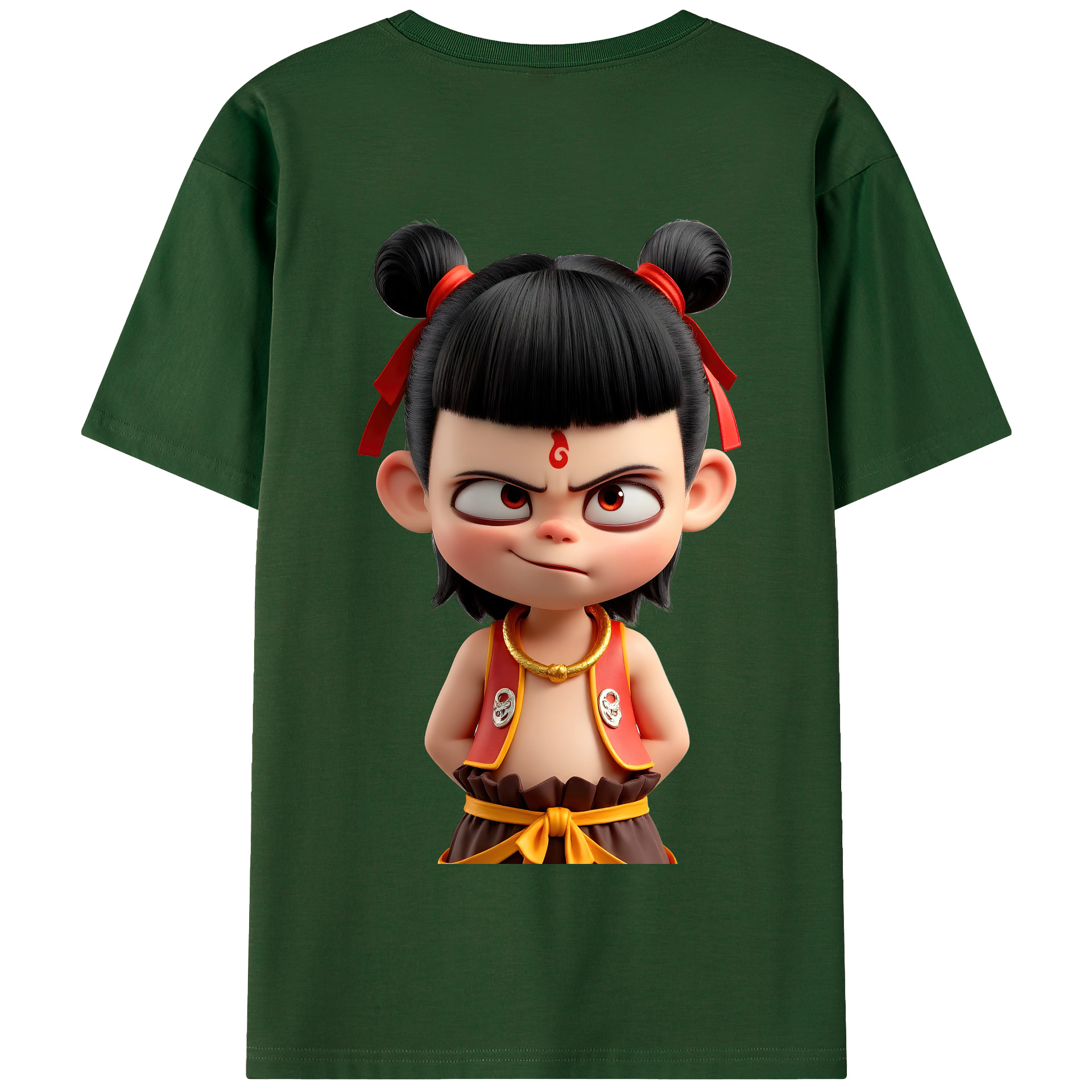 （画像用） Ne Zha 2 ナタ 魔童の大暴れ 綿100％半袖Tシャツ（背面プリント）